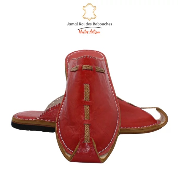 Babouches Artisanales en Cuir Rouge