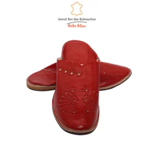 Babouches Femme Cuir Rouge