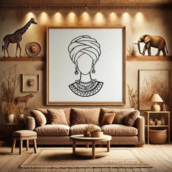 decoration murale en metal femme africaine