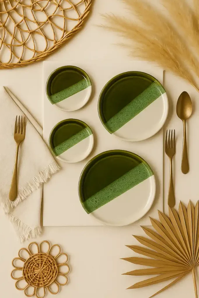 lot 3 assiettes vertes